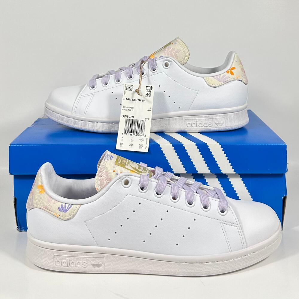 Adidas Stan Smith W “Floral Patch” White/Lilac — Women’s 8.5 — Brand New 🌸